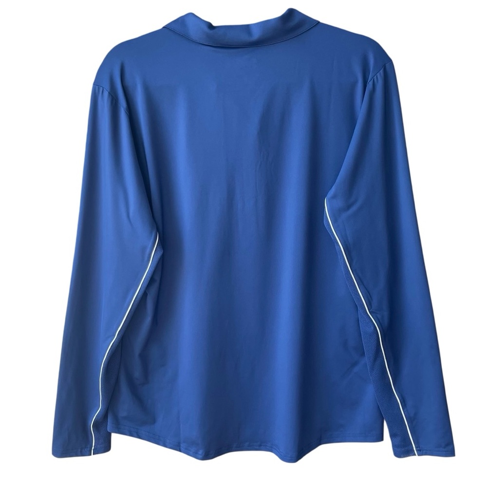 Blue Long Sleeve Zip Polo Shirt - Picture 4 of 7